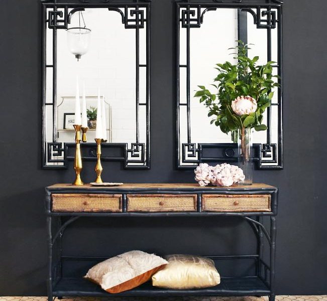 black-bamboo-mirrors-console-vignette
